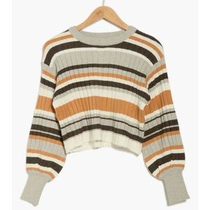 Vigoss Mossy Stripe Crewneck Sweater in Light Heather Combo